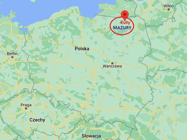 Mapa, Polska, Kuty, mazury, położenie